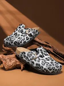 Unisex Leopard Print Sandals, Durable Daily Design, All-Season Comfort, Casual Outdoor Shoes, Fashionable Eva Sole, Round Toe, Wide Fit