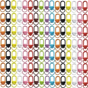 100 count Lanyard Swivel Snap Hooks Heavy Duty Metal Lobster Claw Clasps for Backpack Charms, Zipper Pulls, Beads Projects, Colorful Little Clip