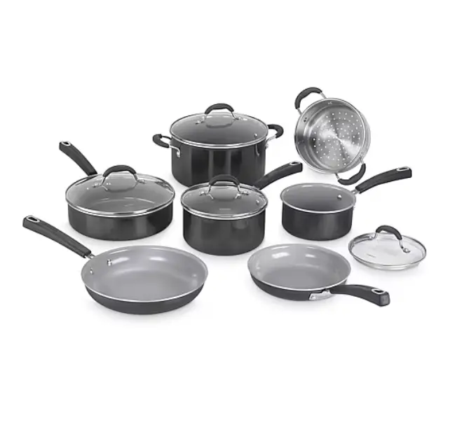Cuisinart Advantage Ceramica XT Ceramic 11-Pc Cookware Set, Ceramic Nonstick Pots and Pans Set for Kitchen, Complete Cooking Set with Frying Pans, Saucepans and Stockpot, Easy-Clean Cookware for Everyday Cooking, Meal Prep and Family Meals