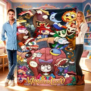 The Digital Circus Flannel Blanket TADC Fan Art Throw Cozy Plush Gift