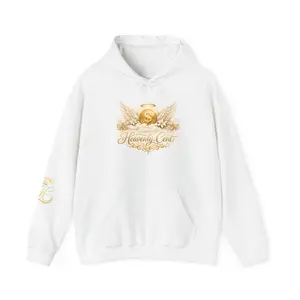 Heavenly Cents Hoodie — Gold Angel Wings & Halo Graphic