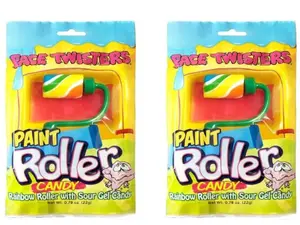 Face Twisters Sour Paint Roller Candy 2-Pack Rainbow Roller with Sour Gel Candy 0.78 oz Each Sweet Tangy Flavor Burst Novelty Snack