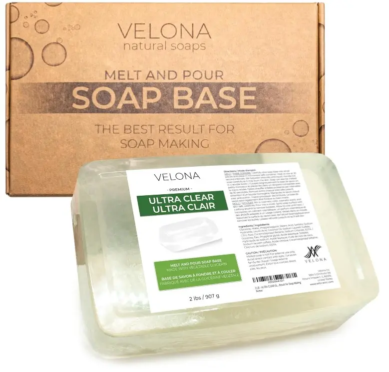 2 LB - Ultra Clear Glycerin Soap Base by Velona | Melt and Pour | Transparent Natural Bar For The Best Result for Soap Making