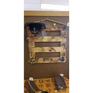 Western and Rodeo Cowboy Hat Rack - 6V Model for 6 Wide-Brimmed Hats - Vertical Wooden Organizer - Handcrafted Rustic Decor - 24" Tall, 24" Wide, 10" Deep - USA Made - Customizable Display Area Hanging