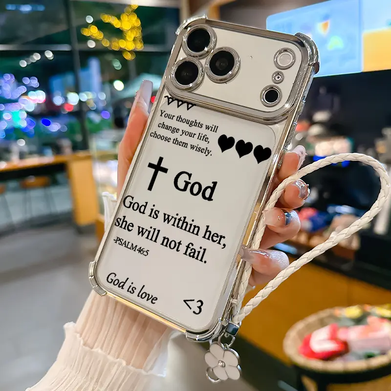 God is love inspiring Bible verse Pattern Phone Case for iPhone Samsung Galaxy 17Pro Max Air 16 15Plus 14 13 12 11 S26 S25 S24 S23 S22 Cases, Shockproof Drop, Protection Durable, Empowering Scripture Verse Pattern Durable Bumper with Lanyard Art.