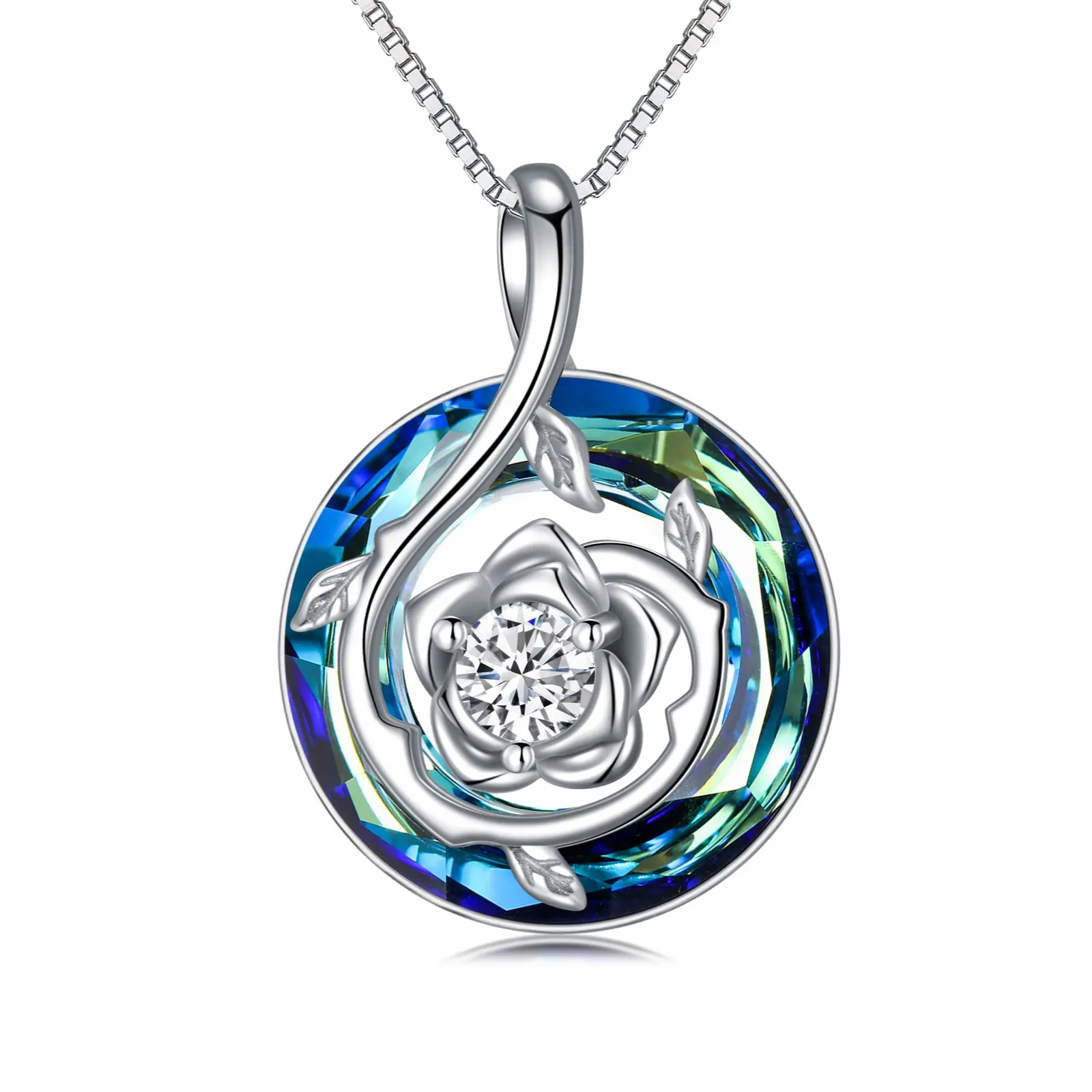 Blue- Created Round Austrian Crystal