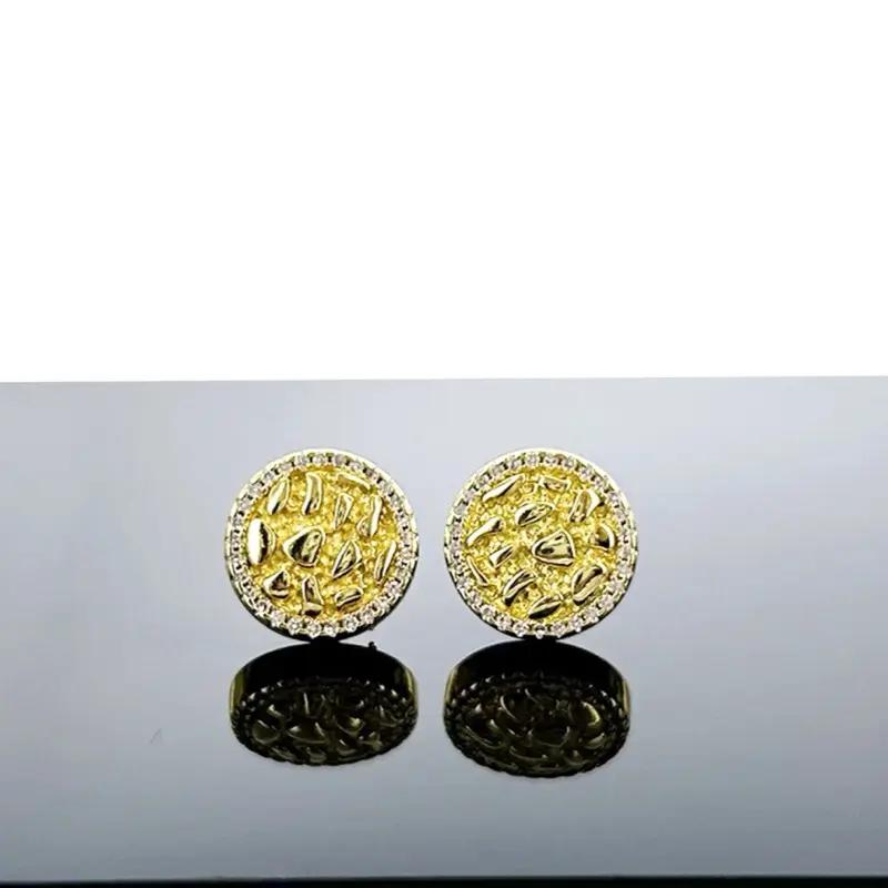Gold Round Stud Earrings for Women| Elegant Sparkly Fashion Jewelry
