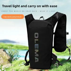Outdoor running backpack Multifunctional nylon anti-splashing cycling bag Large capacity safety reflective water bag backpack Black