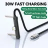 KAXOE 30W Output 90-Degree Angled Fast Charging Cord with Built-in Folding Phone Holder - Charger for iPhone/iPad, USB to Lightning Cable for iPhone 11-14 Pro Max, Smartphone Cellphone Accessory