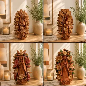 15” Virgin Mary Handmade Clay Piece, Virgen de Guadalupe  Mexican Decoration