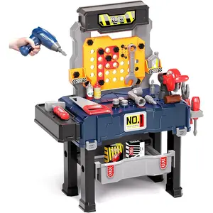 Kids Tool Bench with Realistic Electric Drill, Construction Workbench Toys for Toddlers 3-5, Toddler Bench Set for Boys & Girls Age 3-4