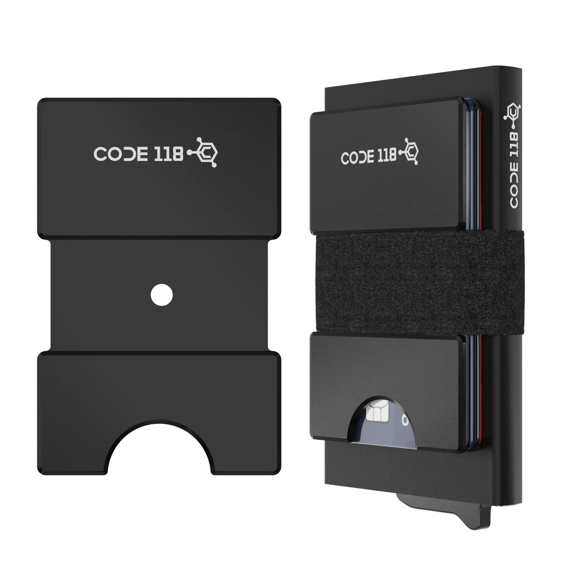 CODE 118 Modular Backplate - Slim Aluminum Card Holder Add-On for CODE 118 Wallet - RFID Blocking Storage Expander Holds 8 Extra Cards (Wallet Not Included)