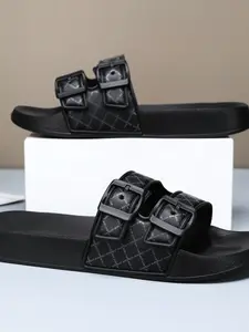 Boken Floral Flat Two-Band Sandals, Comfortable Outdoor Wear, Casual Fashion, Versatile Large Size Beach Slippers