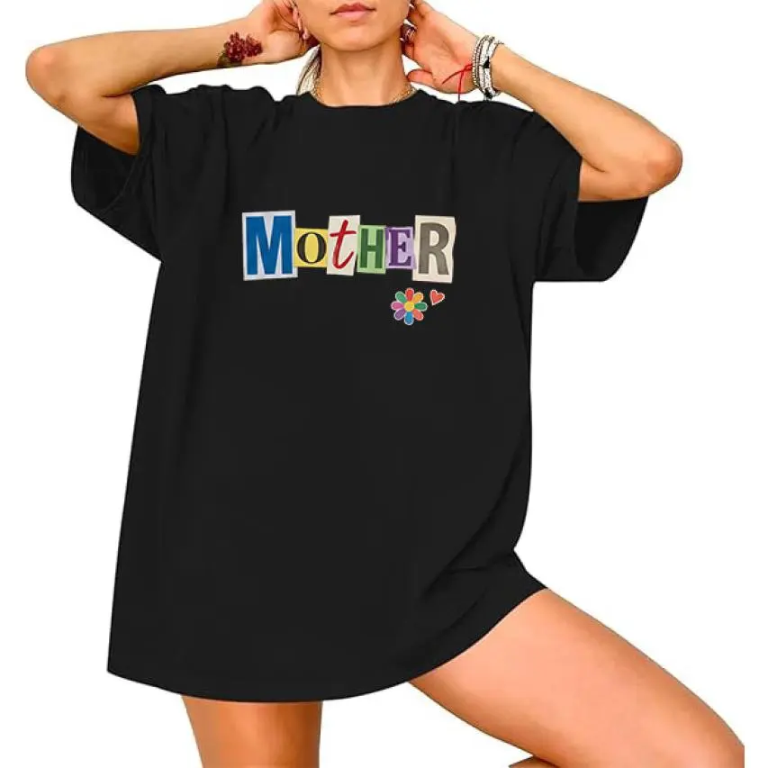 Mother Gothic Graphic Tee, Goth Mom Oversized T-Shirt, Old English Alternative Metalcore Top