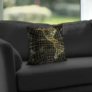 Begin Home Decor C1PC1414TXT5OL 14 x 14 in. Black & Marine World Map Globe Throw - Modern Home Decor