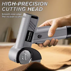 TANLOOK Cordless Electric Scissors, 4.2V Powerful Rechargeable Cardboard Box Cutter, with LED Display, Brushless Motor, Tungsten Steel 2 Blades, Electric Chop Saw for Fabric, Cardboard, Leather, Carpet Silver