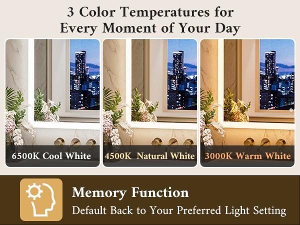 TETOTE LED Mirror with Acrylic Frame, Frontlit & Backlit with Dimmable Brightness and 3 Color Temperatures, Anti-fog & Smart Memory, Easy Mounting