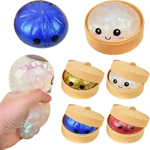 Glitter Dumpling Squishy with Box, Dumplings Sensory Decompression Squeeze Toy for Stress Relief Fidget, Perfect Gift Idea for Teens & Adults
