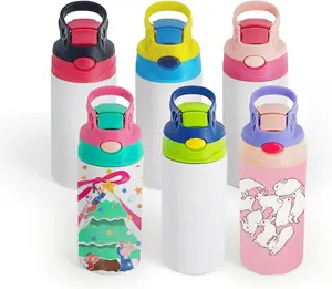 Lilsofee 12 oz Sublimation Straw Sippy Cup Blanks, Double Wall Vacuum Insulated Stainless Steel Flasks, Mixed Color Insulated Water Bottles