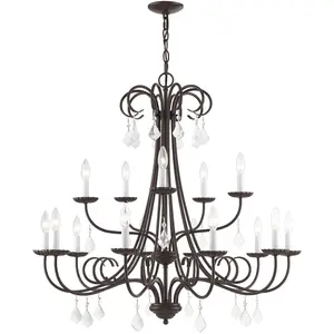 15 Light English Bronze Foyer Chandelier with Steel base material
