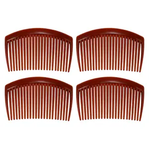 VOCOSTE 4 Pcs Classic Side Clip Hair Comb Teeth Hair Combs Hair Clip Comb 3" Plastic Brown