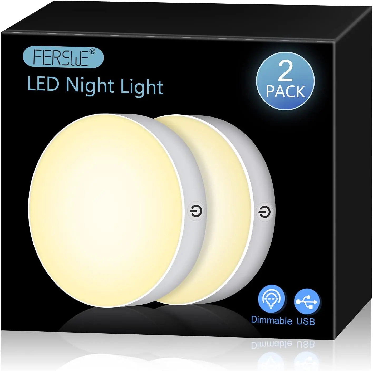 Dimmable Touch Lights, 3000K Rechargeable Tap Light with 1000mAh Large Battery, Stick on Lights for Closet, Cabinet, Shelf, Wall and Desk(2 Pack)