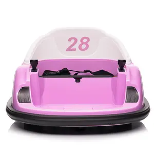 【GARVEE】12V Electric Ride On Bumper Car for Toddlers with Remote Control, Battery Display, 360 Degree Spin, LED Lights, Music, Pink - Fun and Safe Ride On Toy Gift