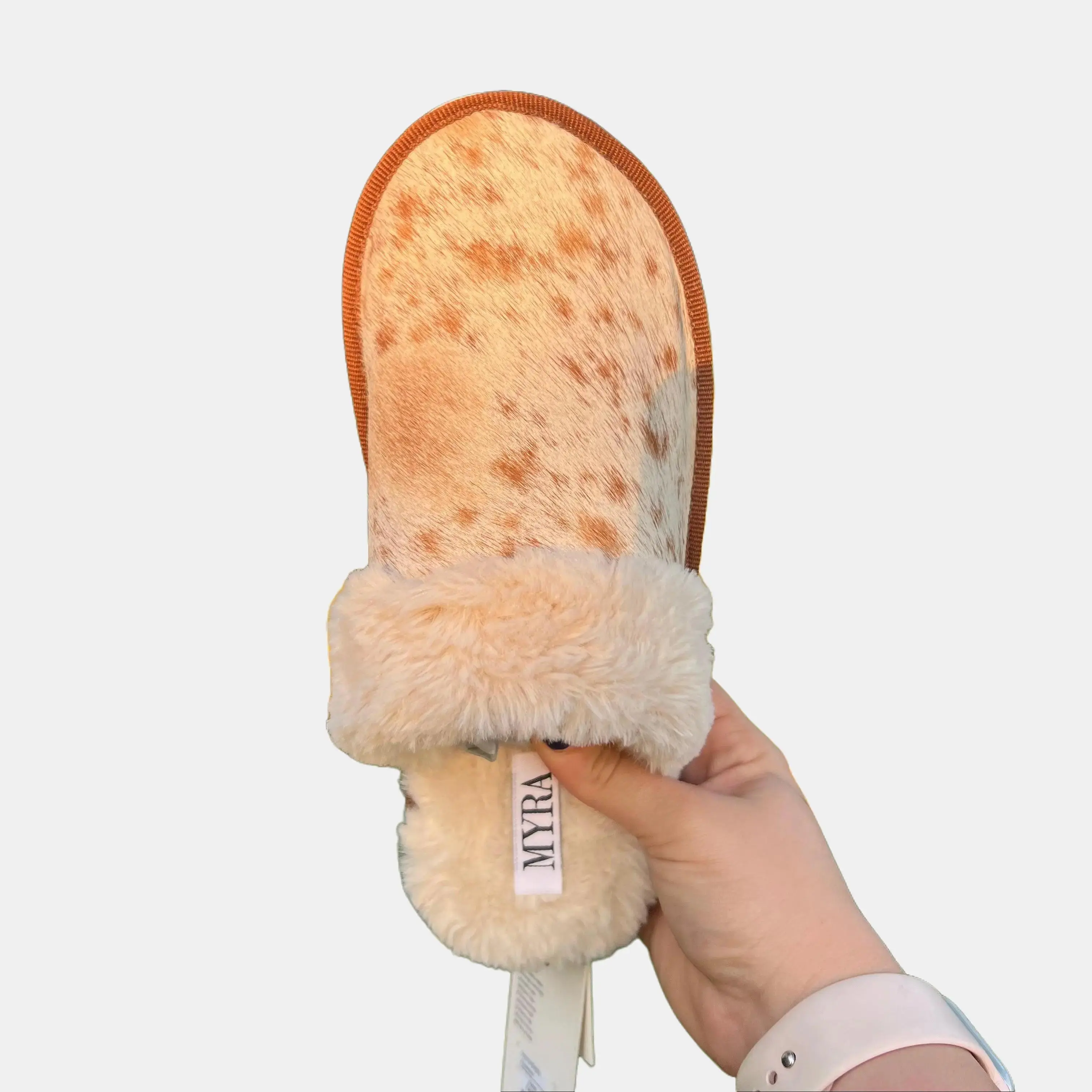 Honey Cowhide Slippers