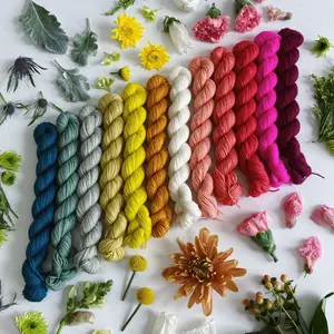 Yarn Mini Skein Set • Florals Collection • Merino and Nylon Sock Blend • 12 Cute Mini Skeins for Knitting, Crochet, Weaving