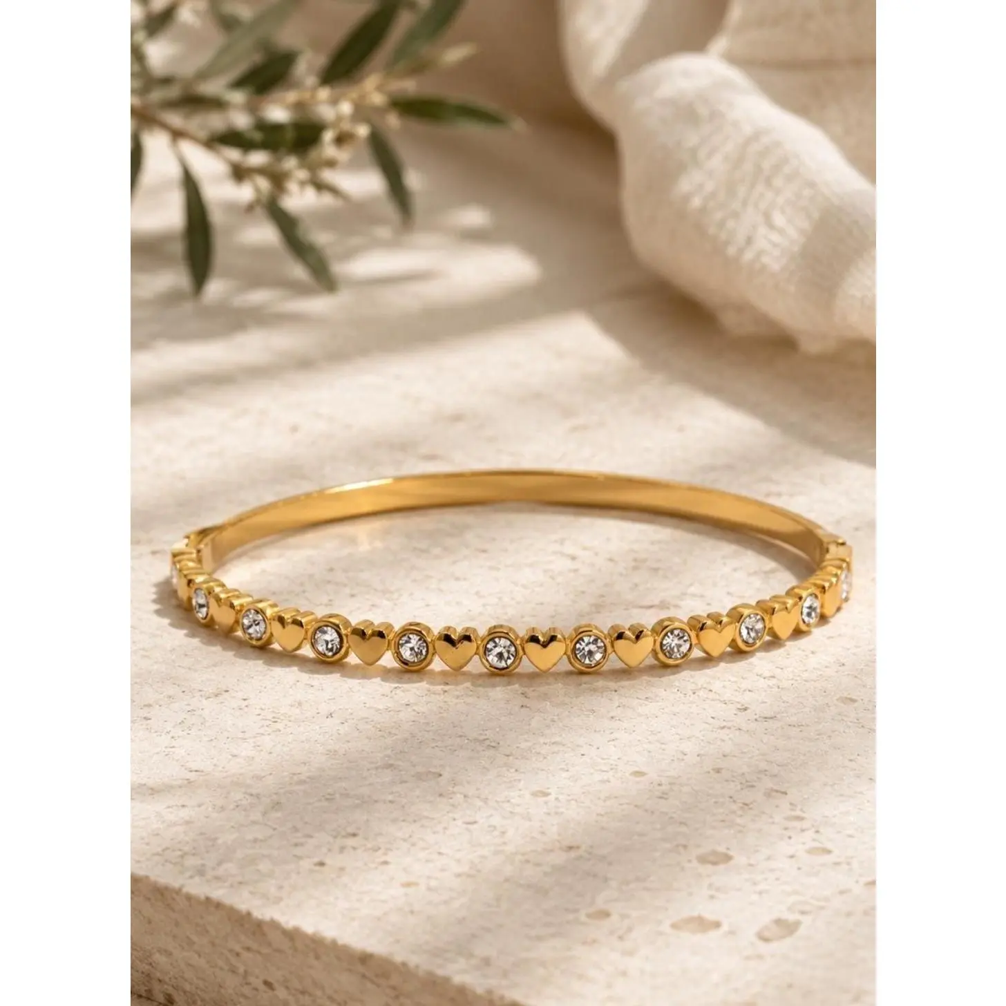 Veda CZ Stone Bangle Bracelet - Fashion Costume Jewelry for Everyday Wear