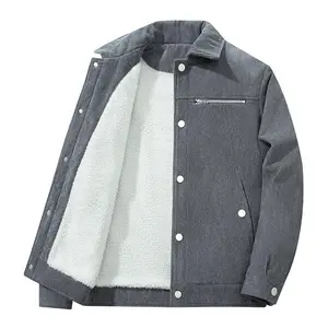 Men's Corduroy Jacket for Autumn and Winter - Casual Warm Fleece Lined Collared Coat with Pockets Suitable for Outdoor Sports, Daily Commuting, Running Workouts, and Travel Hiking Hoodie Khaki