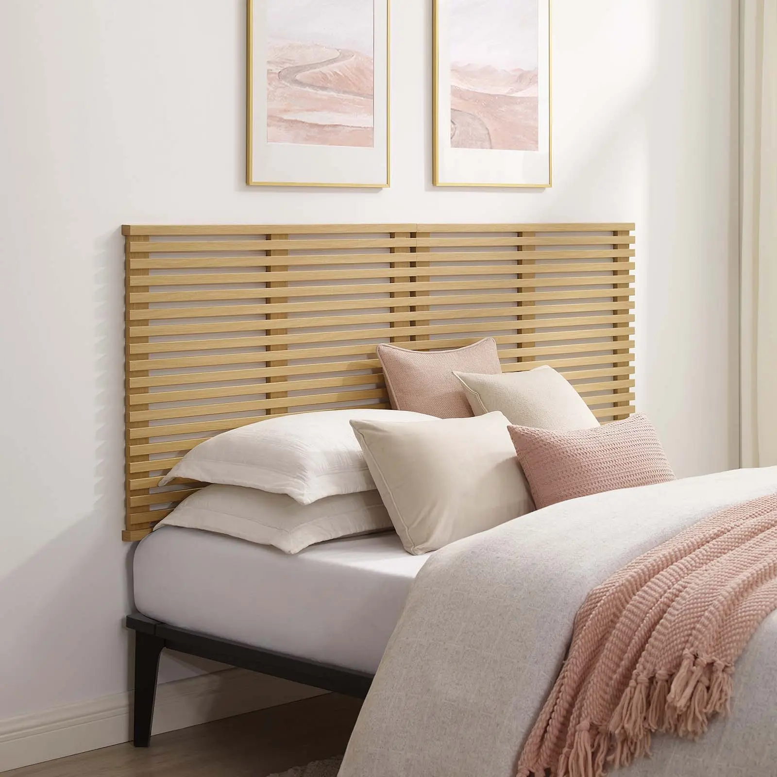 Modway Render Wood King Headboard, Oak Decorative Wooden Headboard for Wall Mount Installation, Headboards