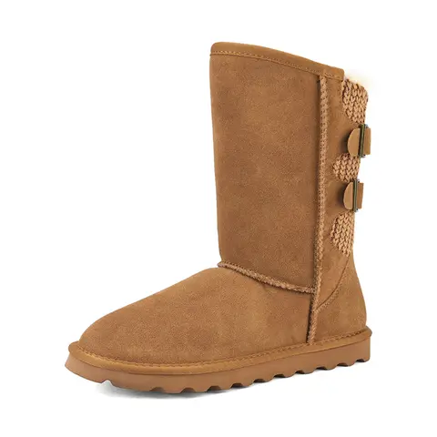 Dream Pairs Women's Classic Winter Mid-Calf Boots - Shoes for Women, Cold Weather Gear, Soft Faux Fur Lined, Adjustable Buckle, Low Heel (1-3 cm), Slip Resistant, Woven Back Panel, EVA Sole, Light Rubber Outsole