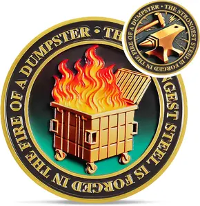 Dumpster Fire Challenge Coin,Strong Steel Mini Dumpster Fire Coin, Hilarious Funny Gifts for Work, Coworker Go Away Token, Inspirational Gifts for Men Women Teacher