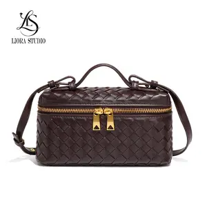 Classic Hand-Woven Box Bag - Stylish Handbag & Cosmetic Pouch - Shoulder & Crossbody Style - Compact Square "Tofu" Bag purse Fashionable Plaid