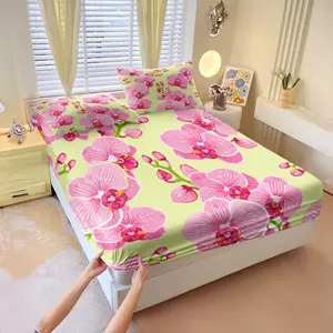 floral print fitted sheet set, Decorative bedsheet sets, Includes 1 Fitted Sheet & 2 Pillowcases, Featuring floral designs, Comfortable and soft, Stylish and warm bedroom bedding, Multiple styles available, The perfect gift for your bedroom