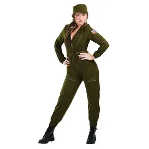 Plus Size Army Flightsuit Women's Costume