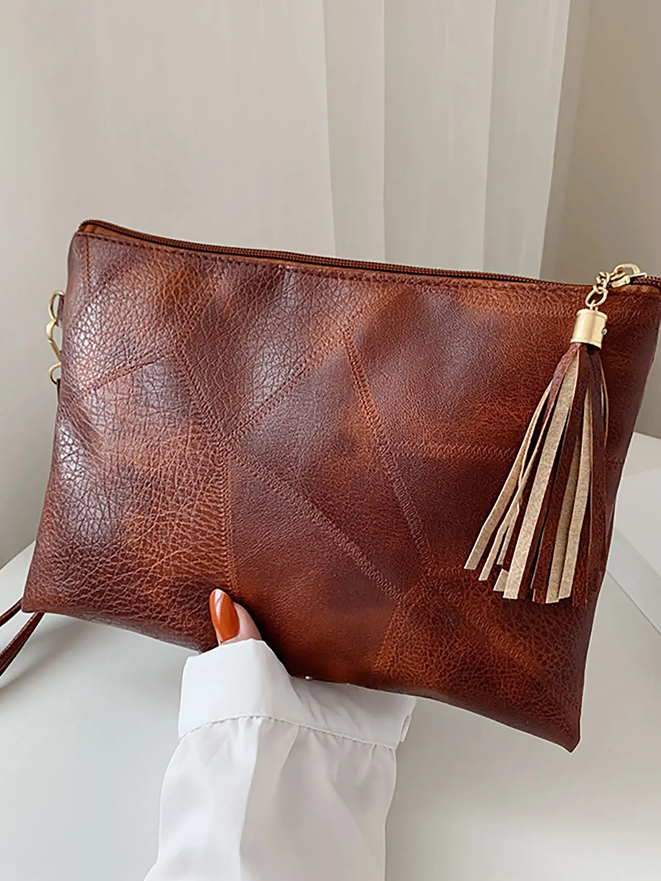 Women's Fashionable Tassel Decorated Wristlet, Casual Pu Leather Elegant Clutch Bag for Daily Used, Trendy Versatile High-quality Daily Commuting Bag