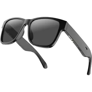 Audio  Glasses for Men Women,   Sunglasses with Speakers and Mics Open Ear  Hands-Free Calling, Volume Control, Anti-UV Lens, IP4  Classic Black Standard Size