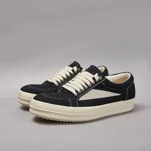 Twill Canvas Low Top Casual Shoes Women Sneaker Shoe Men Lace Up Black Canvas Shoes Retro Flat Sneakers Trainer Footwear Closed Boy Running Athletic Training Runner