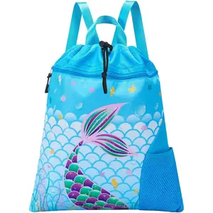 Gym Drawstring Backpack String Bag - 15" x 17"  Gym Bag for   Swimming Beach Shopping Yoga Bag