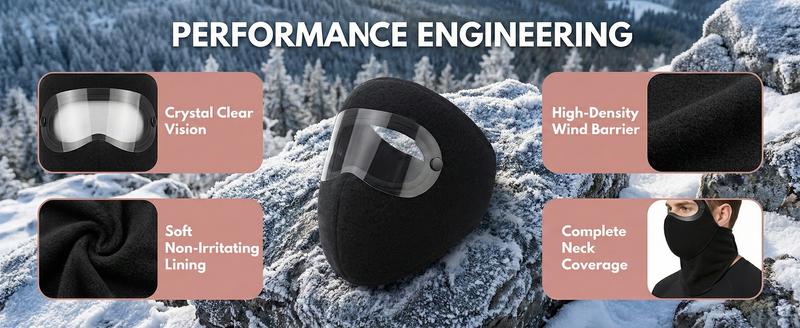 Buy One Get One Winter Windproof Face Mask with Detachable Goggles, Thick Fleece-Lined Full Face Balaclava for Men & Women, Cold Weather Protection for Cycling, Motorcycling, Skiing and Outdoor Sports (Pink, Black)