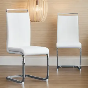 Dining Chairs Set, Kitchen Modern Metal Chairs with Faux Leather Padded Seat High Back and Sturdy Chrome Legs, Chairs for Dining Room Set for 2/4/6