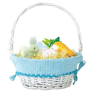 Lillian Vernon Kids Wicker Easter Basket - Removable Aqua Liner, For Young Girls & Boys, Baby’s First Egg Hunt, Cute Custom Spring Gifts, 11” x 14” Organiser Plastic Multicolor