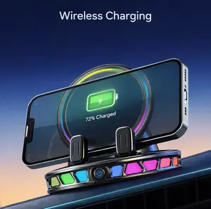 Universal Car Phone Holder with RGB Lights Auto Locking Car Phone Holder with Suction   360° Rotating Auto Lock Car Phone Mount