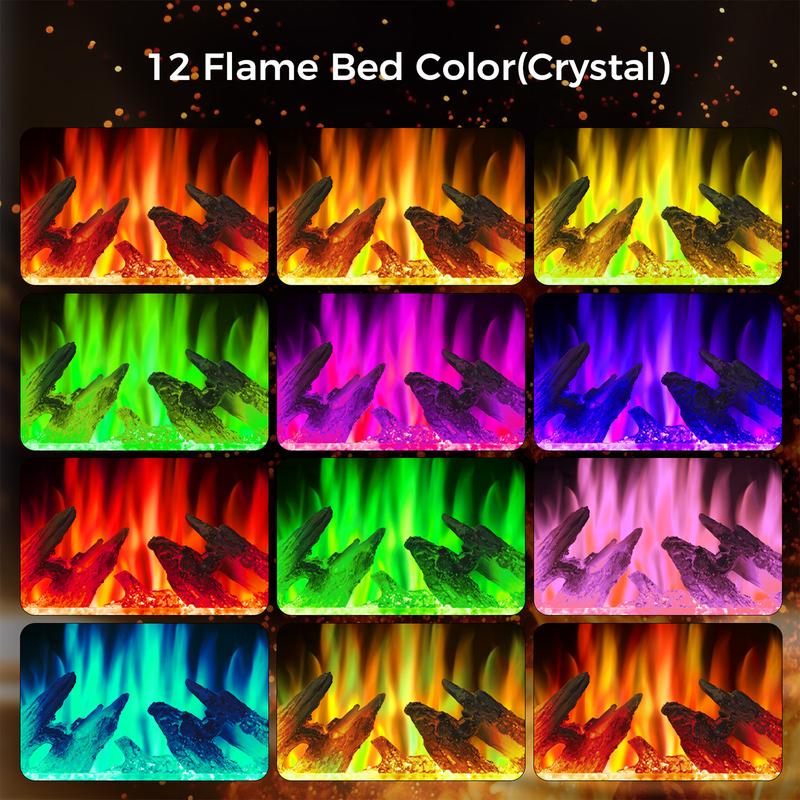 R.W.FLAME Electric Fireplace Heater 12 Flame Colors/ 4 Flame colors, 25"/ 17''Freestanding Infrared Stove, 5100BTU, 3D Realistic Flame Effects, Adjustable Brightness and Heating Mode, Overheating Safe Design, Remote, Timer, ETL Certified energy efficient