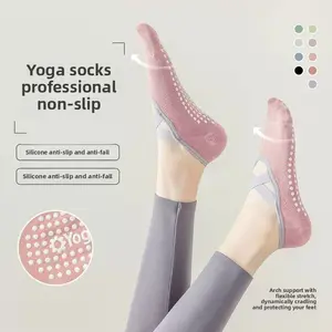 Non Slip Yoga Socks for Women with Grips Silicone Bandage Breathable Cotton Pilates Barre Dance Fitness Socks