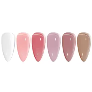 Jelly Gel Nail Polish Set 6 Colors, Translucent Nude Brown Beige Taupe Pink Milky White Sheer Korean Trend Icy Transparent Nail Art Design Starter Kit Manicure at Home Holiday Gifts