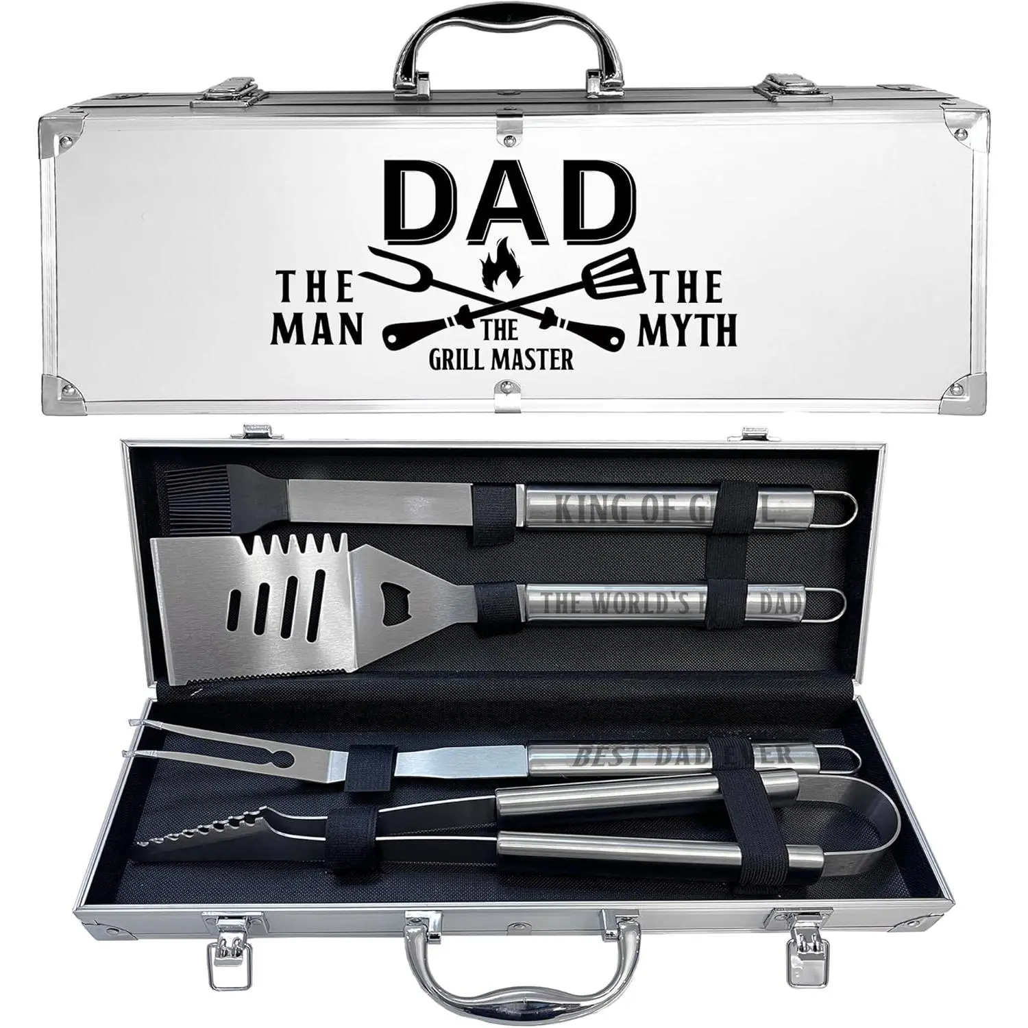 Dad Gifts, Dad Gifts from Daughter Son Heavy Duty Grilling Accessories Kit for Backyard BBQ, Birthday Present for Him Thick Stainless Steel Grill Utensils with Non-Slip Handle Tool Grill Present
