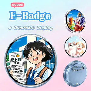 15s Videos Stylish e-Badge Pulse Smart Badge Lightweight Customizable LED Display for Images GIF Video High-Tech Fashion Accessory Cyber Badge